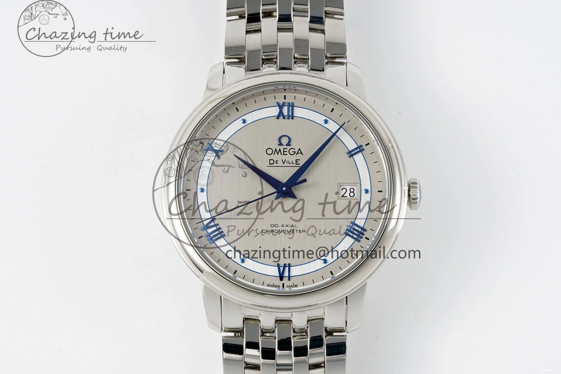 0506 FlexibleFit De Ville SS TWF 1:1 Best Edition Gray Dial Blue Markers on SS Bracelet MIYOTA 7843